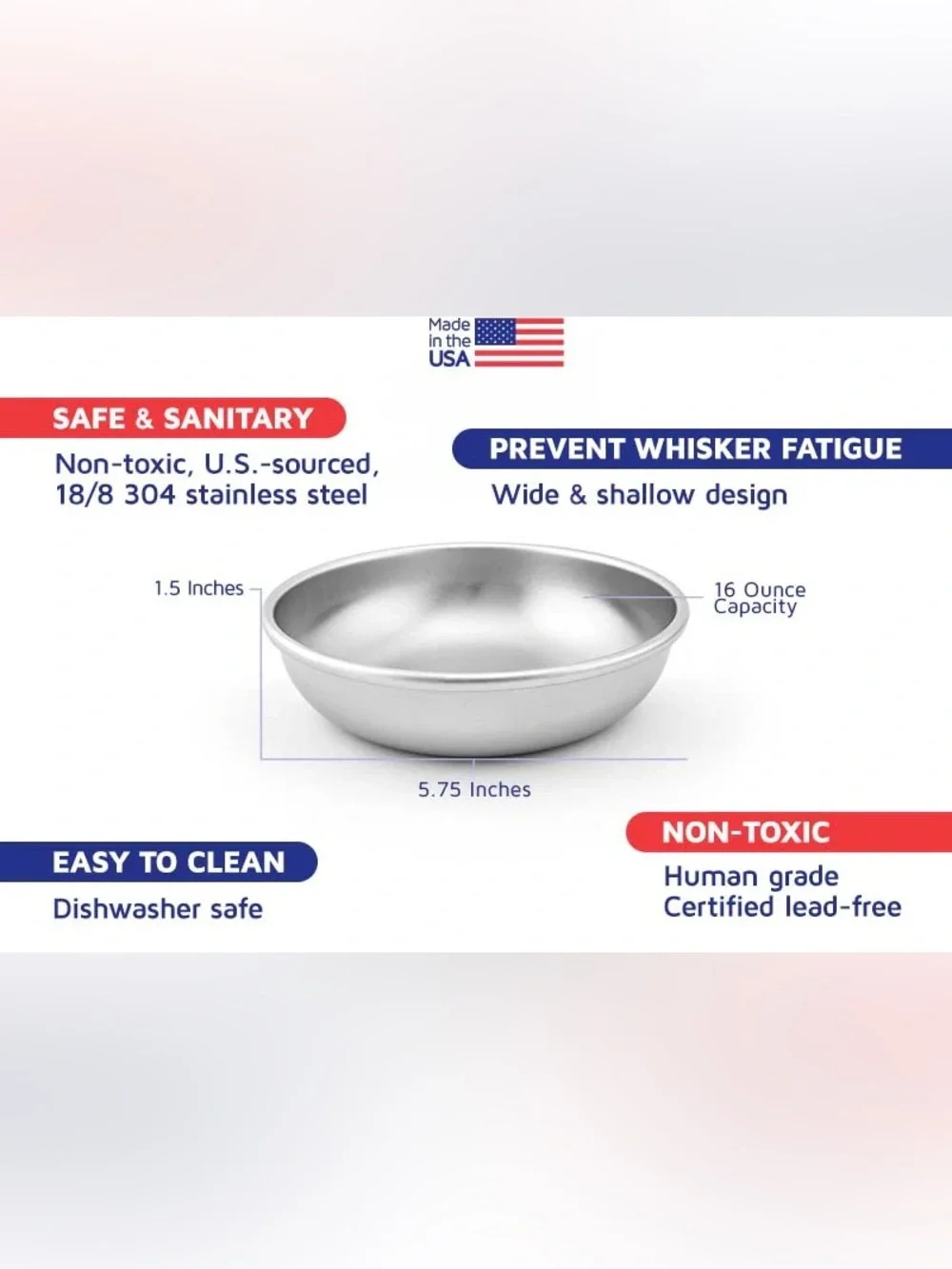 Americat Company 18/8 Stainless Steel Cat Bowls Set